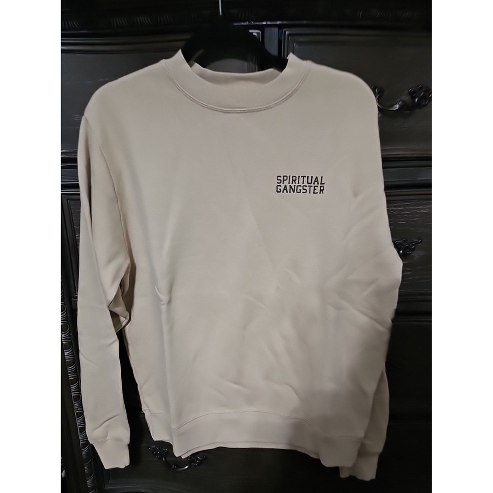 Spiritual Gangster Men SG Emblem Classic Crewneck Sweatshirt Sand Tan FA40110006